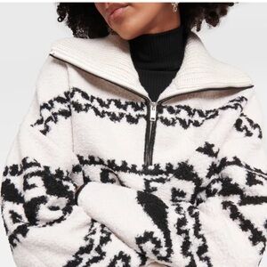 Isabel Marant Black and Cream Zip-Up Sweater